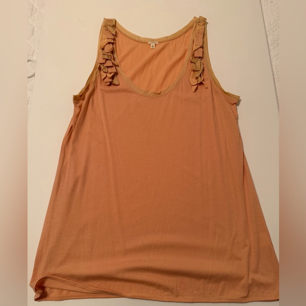 J. Crew Peach Ruffle-Shoulder Tank